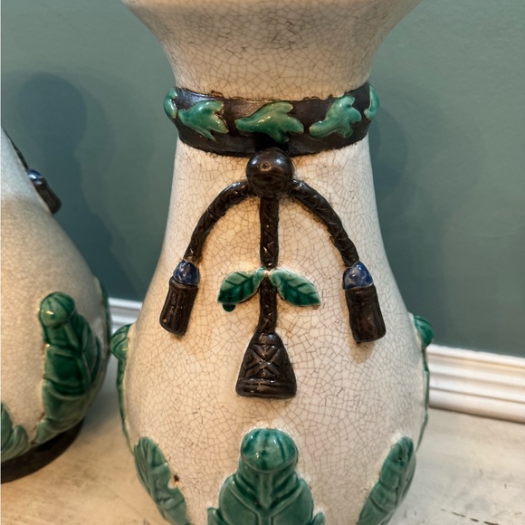 20th century pair of Chinese export crackle majolica signed pair vase - Picture 3 of 8